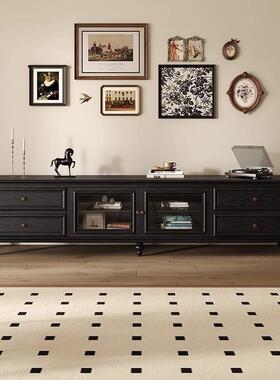 洛根美WXM式复实木电柜卧客厅家用古中古风感视轻室奢黑色落地柜