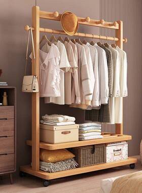 中式民宿置19169物移动挂架衣架衣立式落地卧室简衣帽客厅约现代