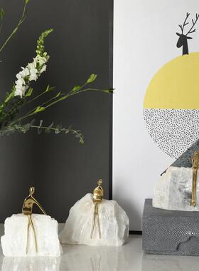 现代轻奢样板间人玄关柜家居创意s1056然水晶品石物摆件天软装饰