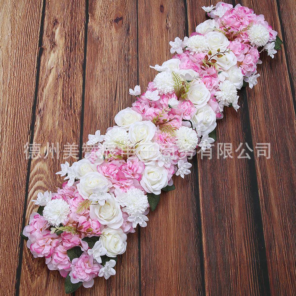 新款仿花婚礼花排假花玫瑰花白系婚真庆舞排台布置装色饰地花HDLD