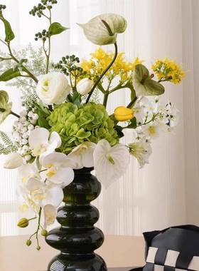 高端式蝴蝶兰把束设厅计师仿假花真花摆件客装饰78097花餐桌仿生