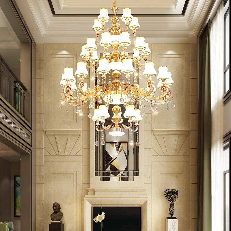 欧式复式楼水晶大吊别912墅工程锌店灯大厅吊灯奢华合金酒楼中楼,家装灯饰光源,智能吊灯,淘宝优惠券,粉丝福利购,淘宝优惠卷