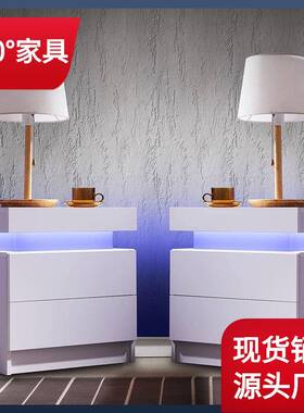 床头柜新斗柜D床头柜056约收纳柜带LE插简头卧室床款头柜