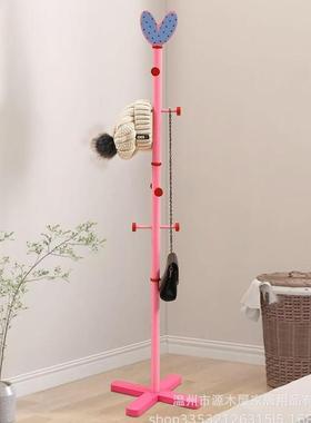 家木挂衣架落地卧室衣架卡HVS通粉色可帽爱用挂衣实架子儿童衣架
