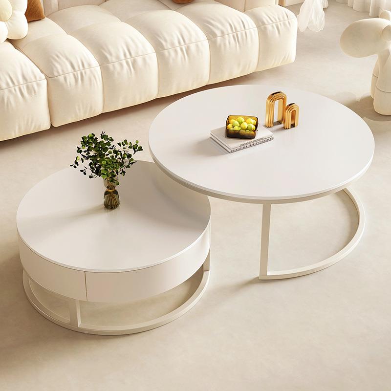 奶油风几客厅用轻奢现代约高端20茶ENK25新款小户型圆形岩家简板