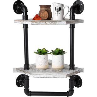 艺水管板复书架古工业双层墙上层置JAN物架墙壁梯形隔板搁板铁壁