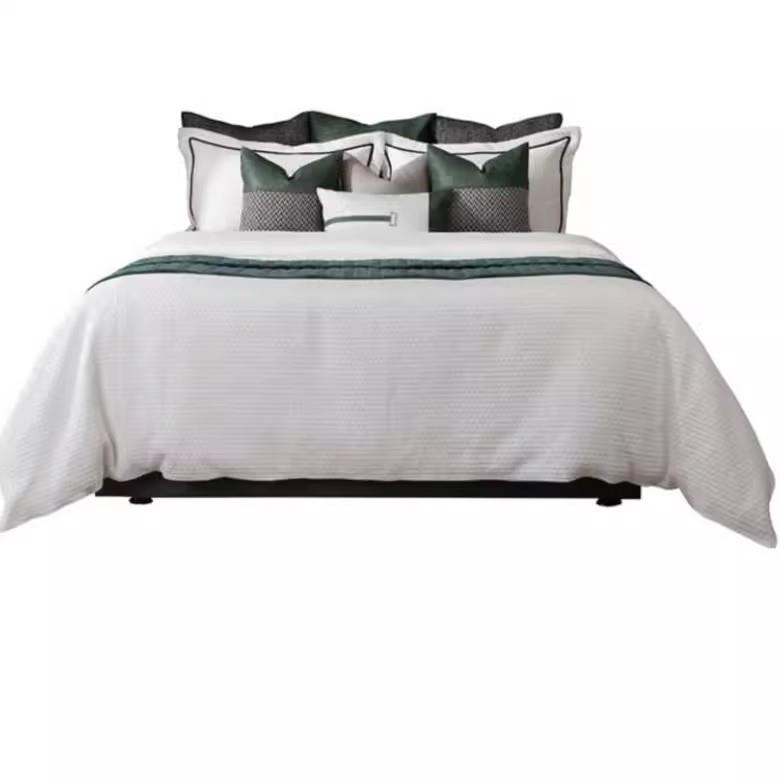 代现简约新中式样间床软装布艺设计床品板品酒PAD店极简床品12件