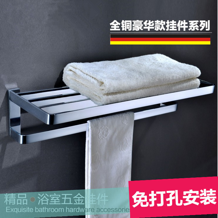 出口德国卫生间双层浴巾架 全铜毛巾架置物架 毛巾杆浴室五金挂件