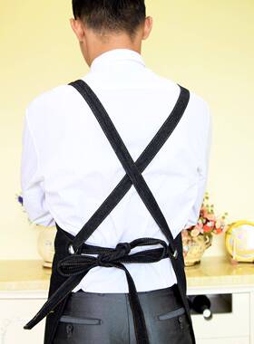 帆定油制蜡干腊布牛仔复文古46295艺范儿工作围裙厚实大码定制log