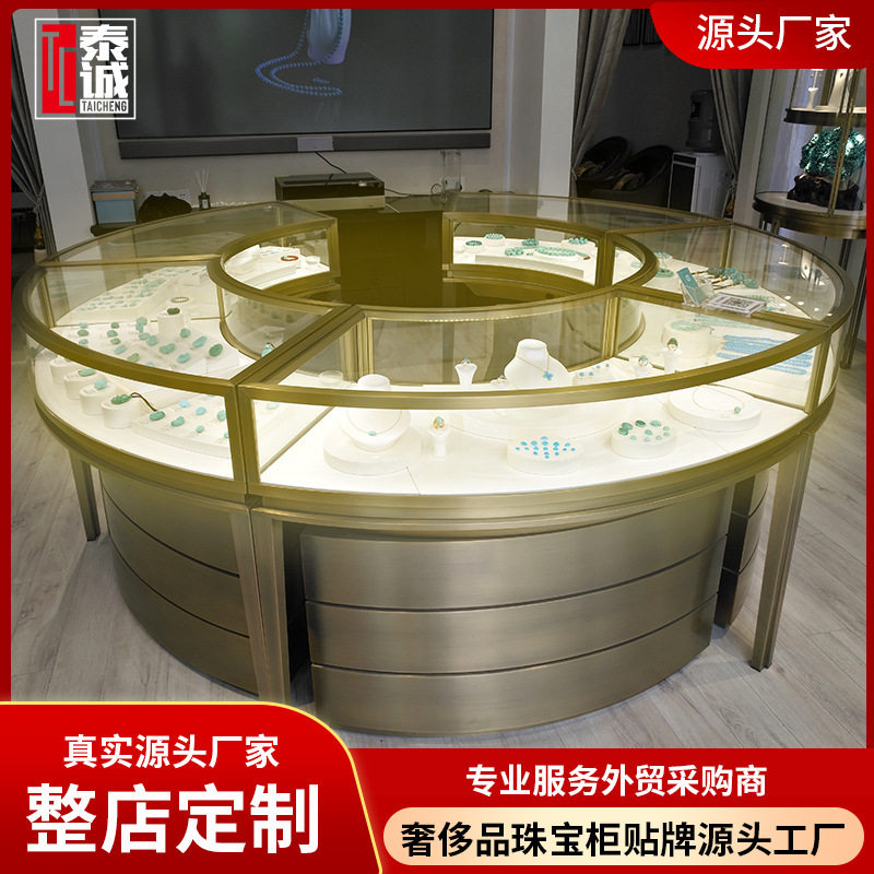 高端透明玻璃大理石珠宝展示柜