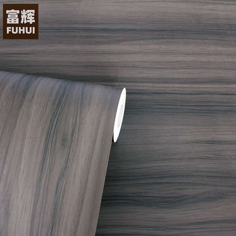 深灰色装饰木纹自粘墙纸3D立体家具翻新贴橱柜导气槽波音软片贴纸