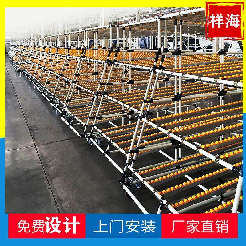 流利条物料架车间滑移动线棒周转车滑轨滚动式置物架精益管储货架