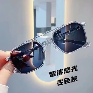 墨镜潮 日夜两用变色太阳眼镜男双梁防紫外线开车痞帅暴徒爆款