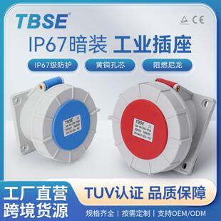神创/TBSE IP67工业防水插座345孔32A安装斜直插三相工业插座
