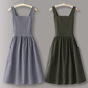 日系工作服专用 围裙交叉带家用厨房纯棉女式 2025新款 网红夏季 薄款