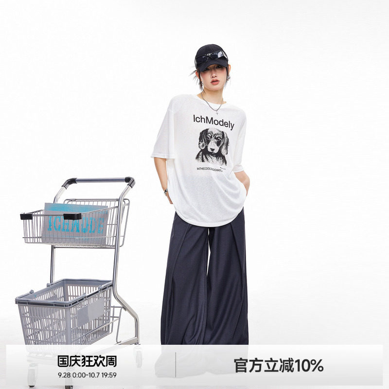 腊肠狗莱赛尔凉感短袖T恤女图片