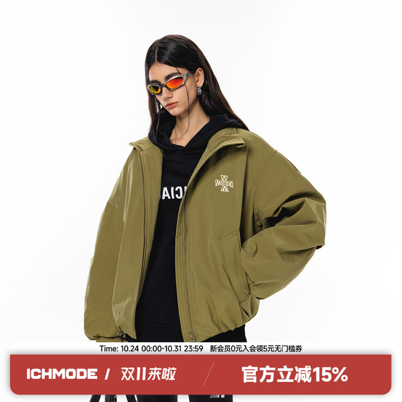 ICH MODE十字高街美式冬季复古棉服外套女新款设计感百搭棉衣上衣