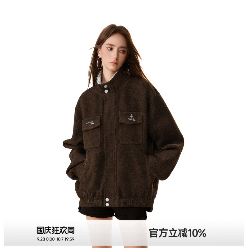 ICH MODExKURAMA艺术合作系列 雪尼尔开衫外套女秋季夹克上衣图片