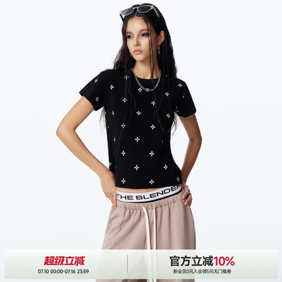 美式满印修身短款T恤女2026新款