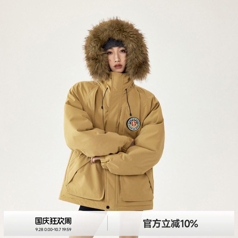 美式毛领棉服工装派克服加厚图片