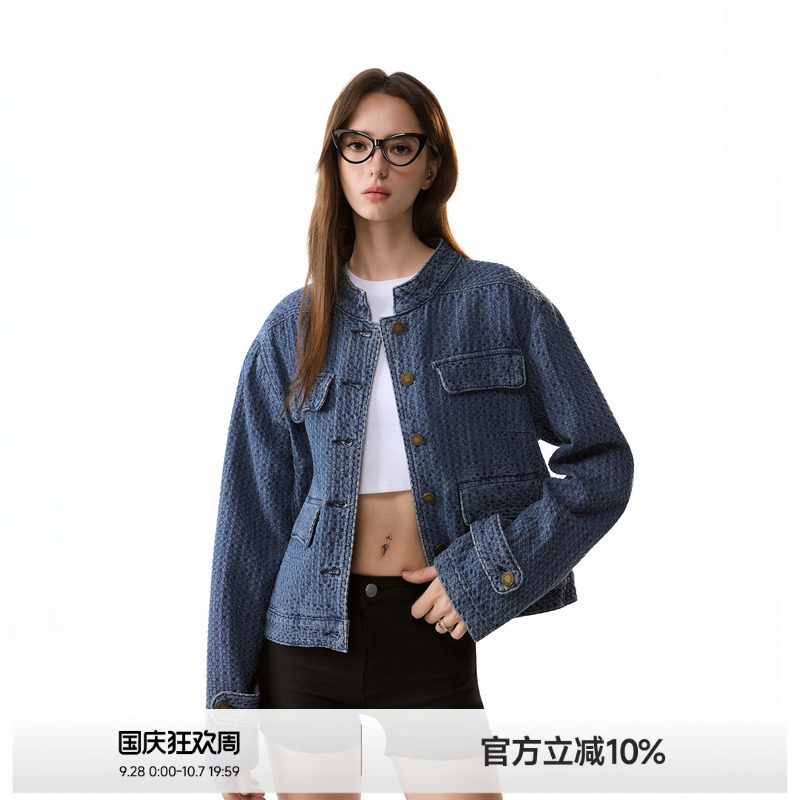 ICH MODE小香风纹理质感外套秋冬新款甜酷美式复古高街开衫上衣女图片