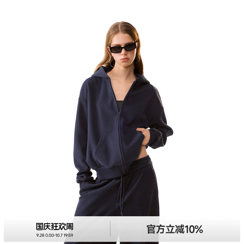 美式纯色宽松慵懒外套女图片
