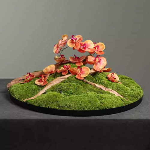 圆桌转盘永生苔藓蝴蝶兰艺桌花