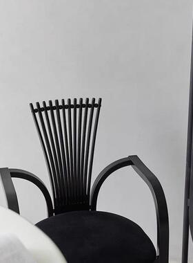 休中古餐椅ECL家用实软包木靠背椅设计扇子椅轻奢创意时闲尚师椅