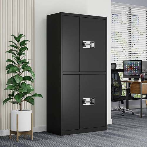 黑钢色电子保密柜密码资锁文件档案柜办料公室加厚制YE-BMG-0指纹