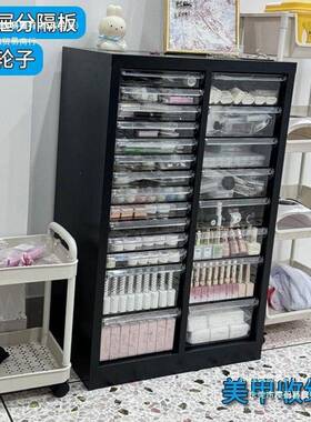 美甲地收纳柜美甲店甲油平胶KWX多层品底4文件柜抽屉式带轮落式样