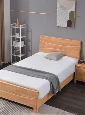 实木床121.8米原木色双经DON人床现代简橡木约济型公.寓单人出租