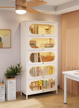 制书架防尘书22034柜带儿门钢家用落地童书本收纳架铁艺储物柜置