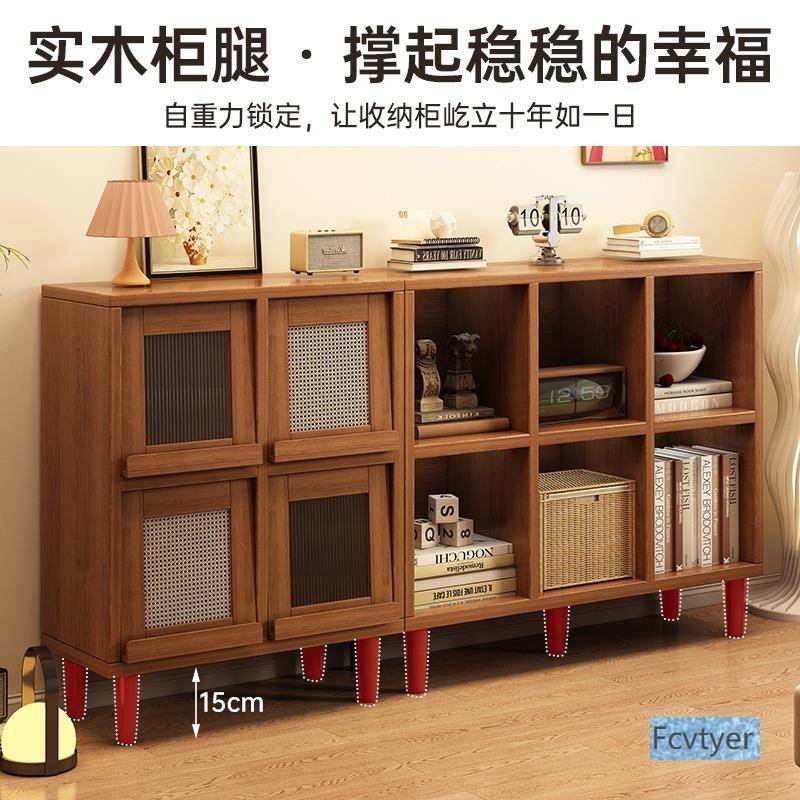 实木书体柜落地置物柜一靠墙柜物柜客厅收纳格子76526柜带腿组合储书架