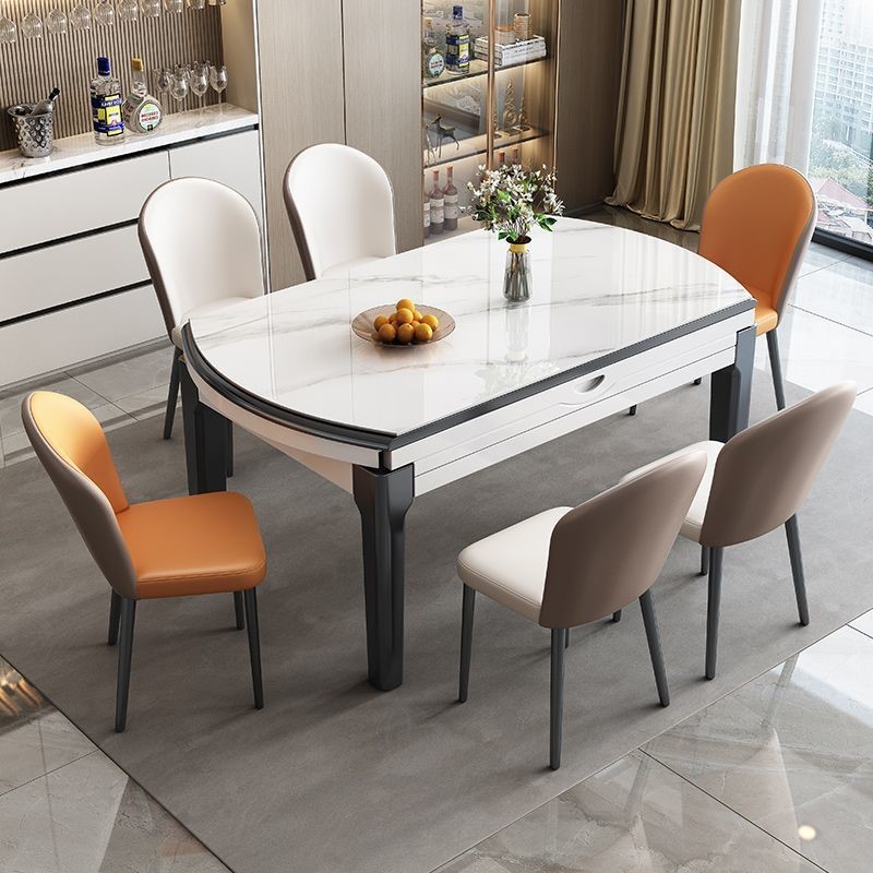 岩板餐桌椅组合小户型家用吃饭桌子椅子实木餐桌送货上门