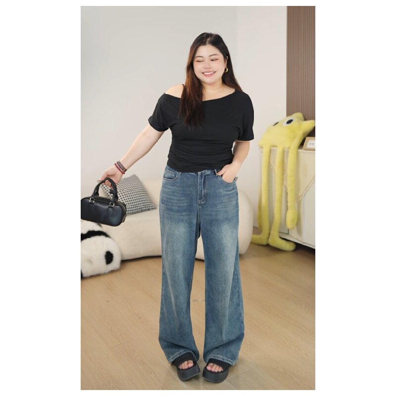 【小余专属】2025夏季百搭显瘦直筒牛仔裤女高腰显瘦牛仔直筒阔腿