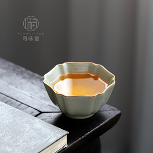 仿古小茶杯主人杯茶盏家用茶碗陶瓷功夫茶具 青玉汝窑品茗杯