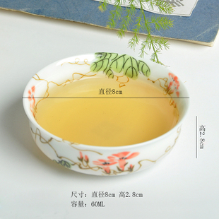 仿手绘主人杯单杯茶盏茶碗家用 青花瓷茶具茶杯薄胎反口杯陶瓷中式