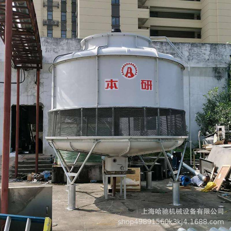 螺杆冷水机组配套圆形逆流高温凉水塔玻璃钢水冷塔户外节能电机