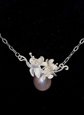 原创设计999纯银民族手工立体花吊坠