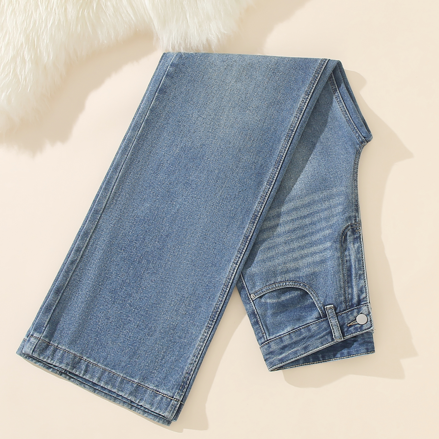 高腰阔腿牛仔裤女显瘦拖地裤休闲百搭直筒长裤深蓝色2025时尚女裤