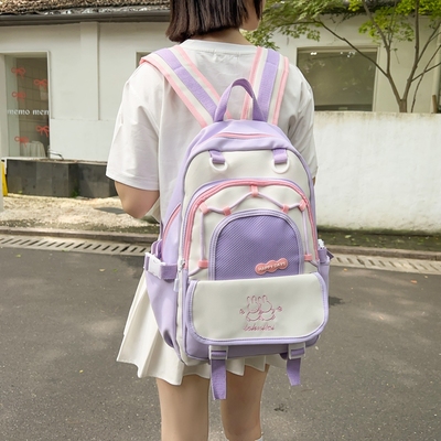 学院风初中生书包女中学生2025新款大容量高中生减负护脊双肩背包