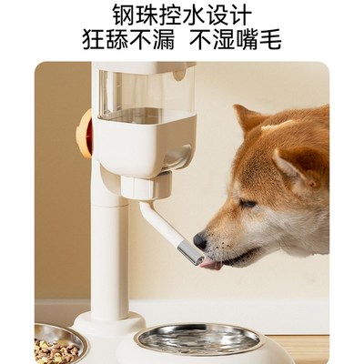 马尔济斯狗碗双碗一体防打翻狗狗喝水器不湿嘴立式饮水器用品