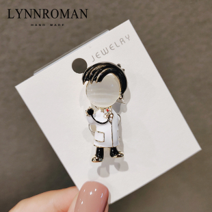 饰毛衣配饰潮个性 白衣天使胸针男孩医生别针装 卡通防走光扣