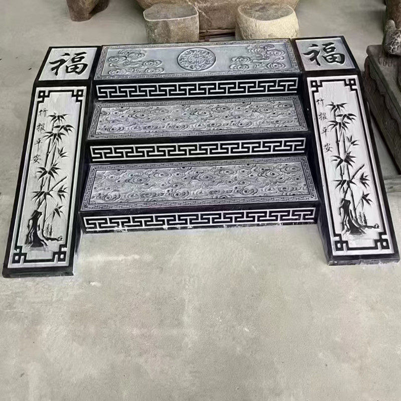 石雕花岗岩台阶踏步石庭院青石门槛石汉白玉铺路石仿古踏步过门石
