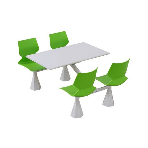食堂餐桌椅组合4人6人8人工厂学校员工连体餐R桌不锈钢快餐桌子椅