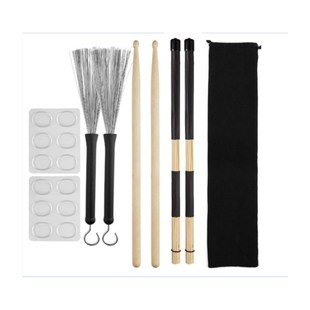 电商热销5A架子鼓鼓棒 t钢丝鼓刷19束竹棒静音垫绒布袋架子鼓套装