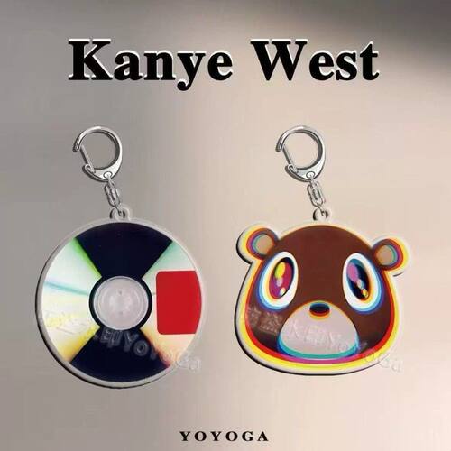 自制kanye专辑钥匙扣kanyewest头像挂件侃爷亚克力hiphop双面
