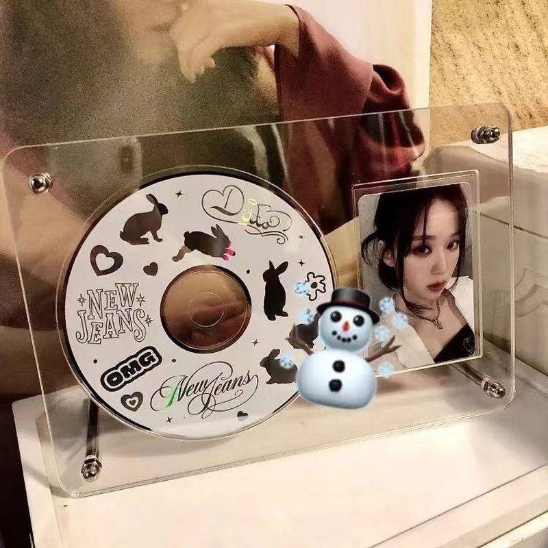 CD小卡唱片照片相框专辑亚克力立牌透明桌面摆台摆件爱豆展示架