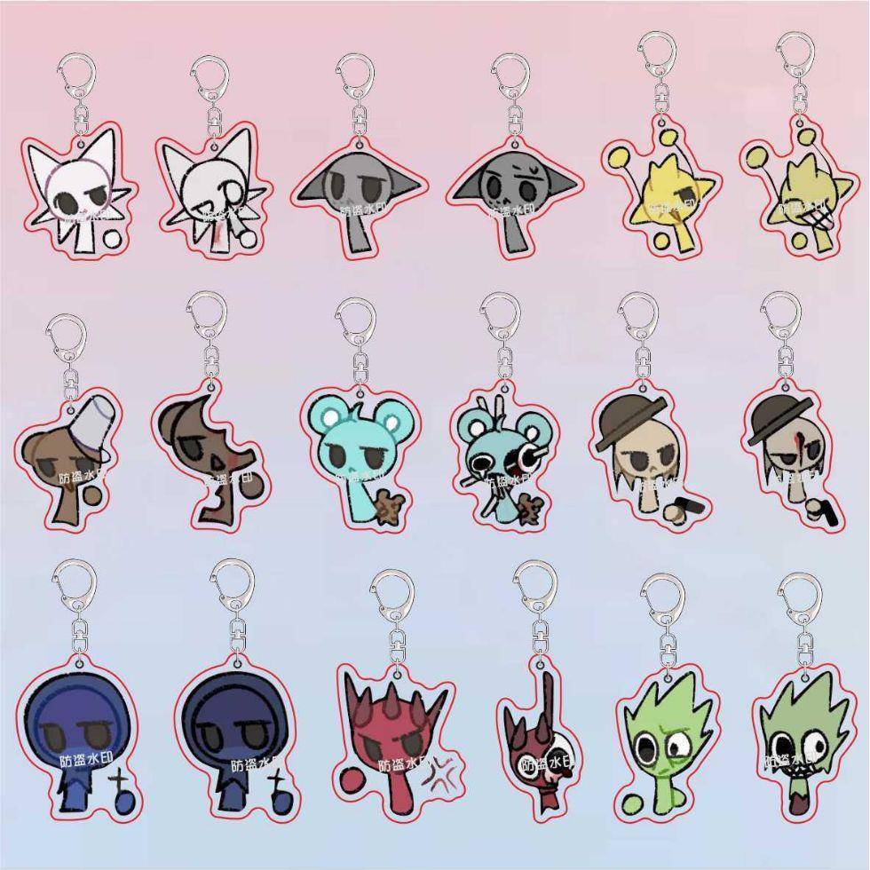 sprunki节奏盒子 可爱小鼻嘎卡通装饰亚克力钥匙扣书包挂件小礼物