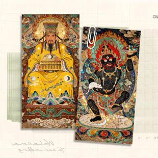 36张各路财神小卡中国风发财暴富好运钱从四面八方来精美明信片